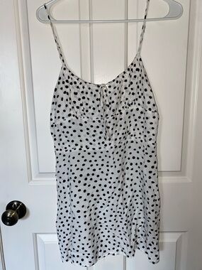 White and Black Polka Dot Spaghetti Strap Dress